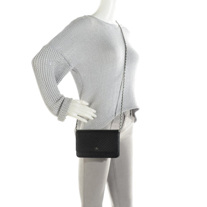 Chanel Caviar Chevron Wallet On Chain WOC Black 2 of 8