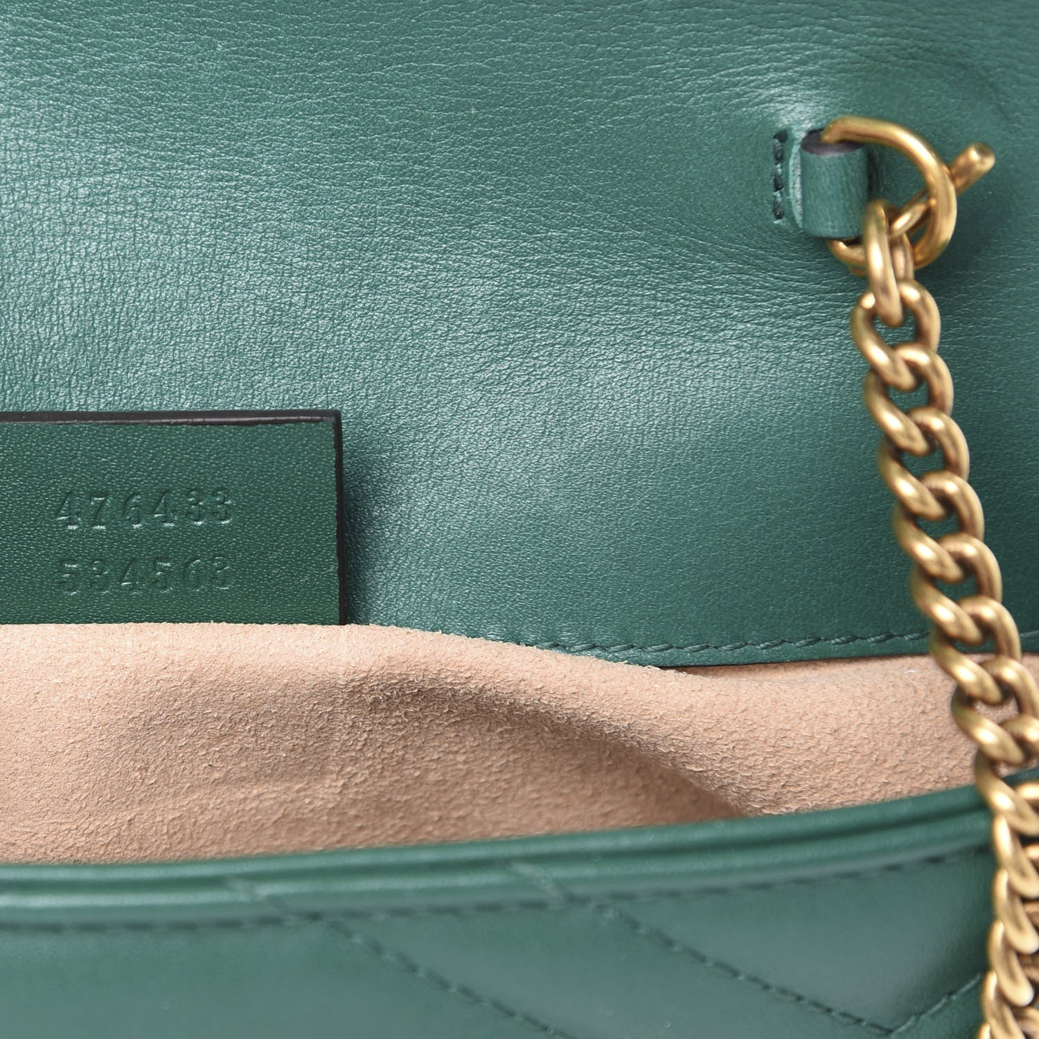 Gucci Calfskin Matelasse Super Mini GG Marmont Shoulder Bag Emerald Green 7 of 18