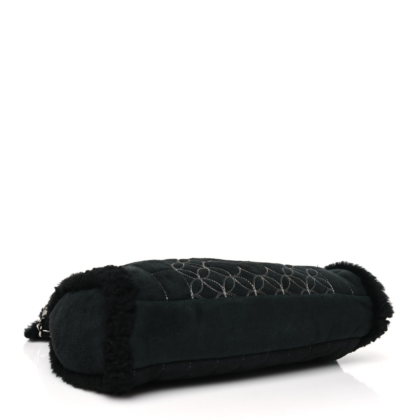 Suede Shearling Stitched CC Mini Tote Black