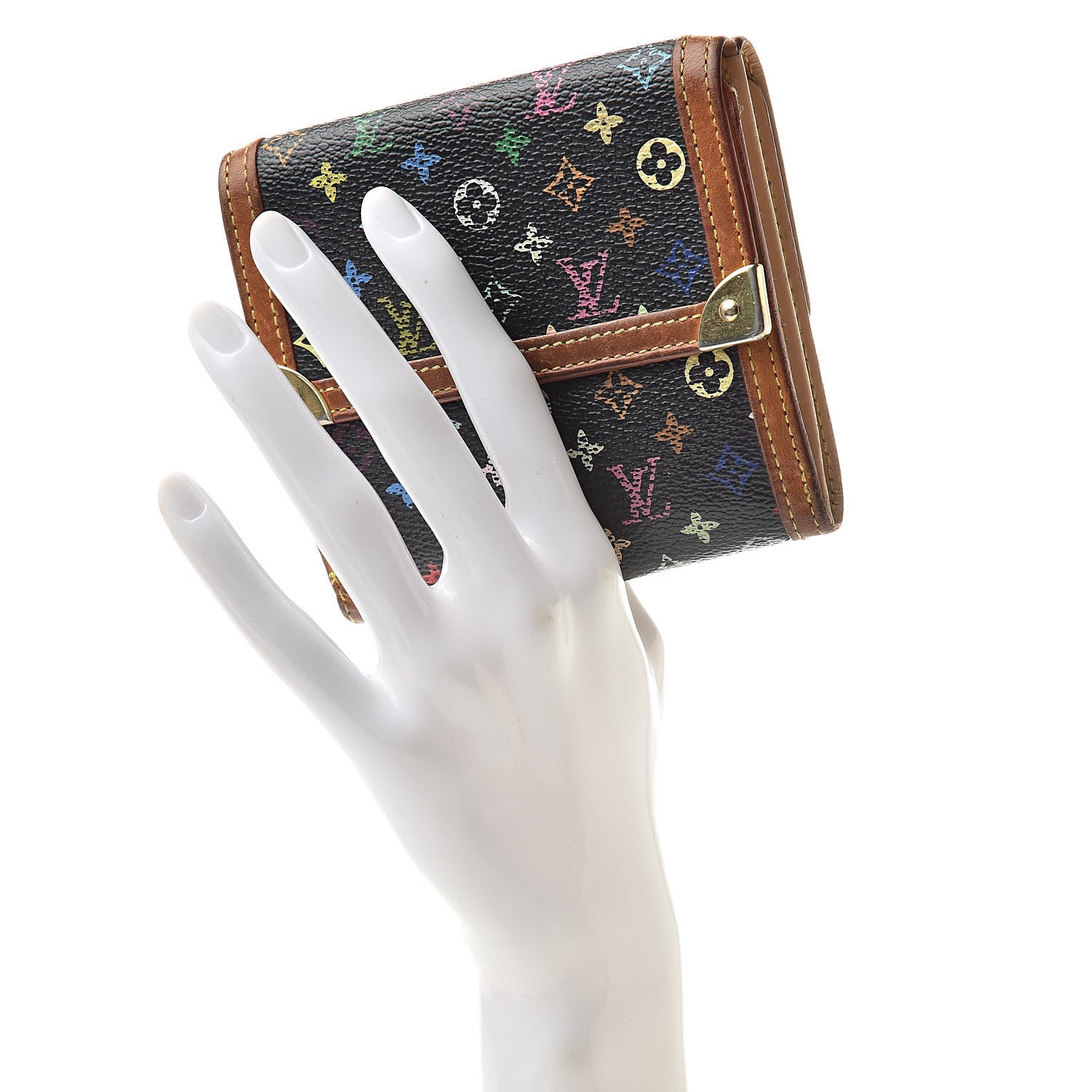 Louis Vuitton Monogram Multicolor Porte-Monnaie Billets Wallet Black 2 of 16