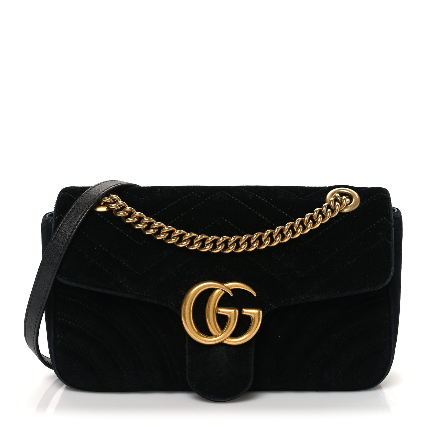 Velvet Matelasse Small GG Marmont Shoulder Bag Black