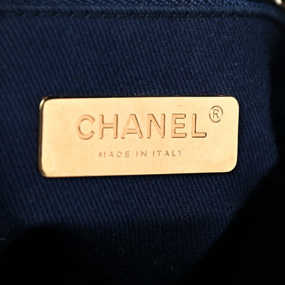 Chanel Grained Calfskin Stitched Small Drawstring Bag Navy 6 of 11