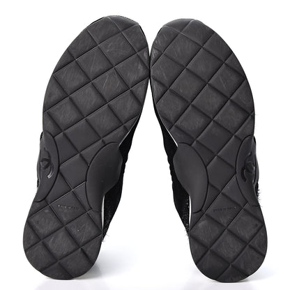 Chanel Stretch Fabric Velvet CC Sneakers 40.5 Black 6 of 10