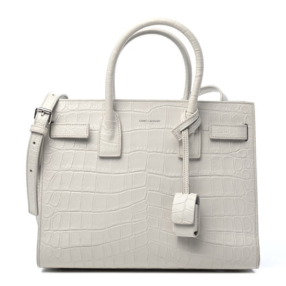 Saint Laurent Calfskin Crocodile Embossed Baby Sac De Jour Gris Perle 1 of 4