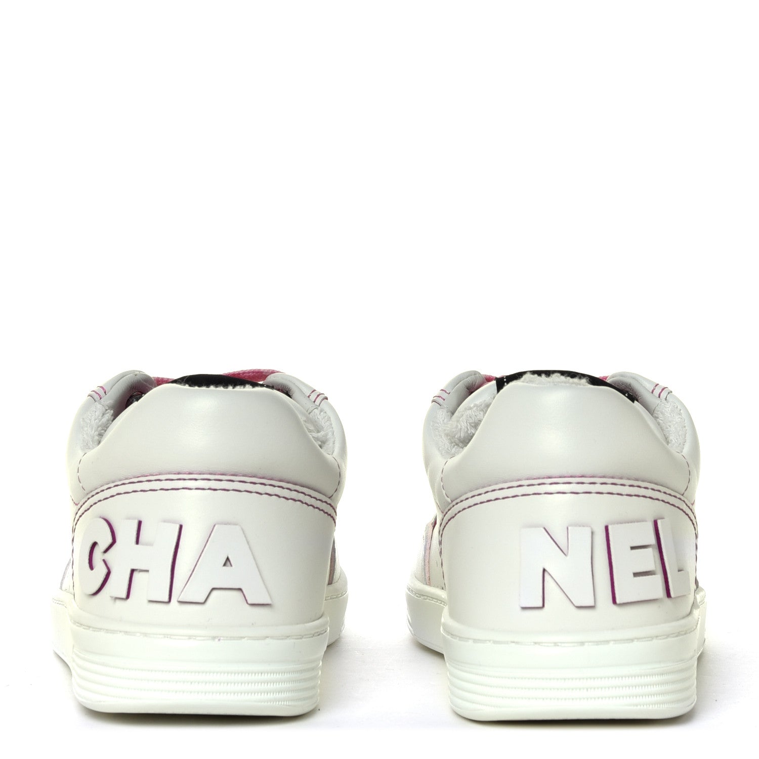 Chanel Calfskin Womens Logo Sneakers 38.5 White Pink 9 of 14