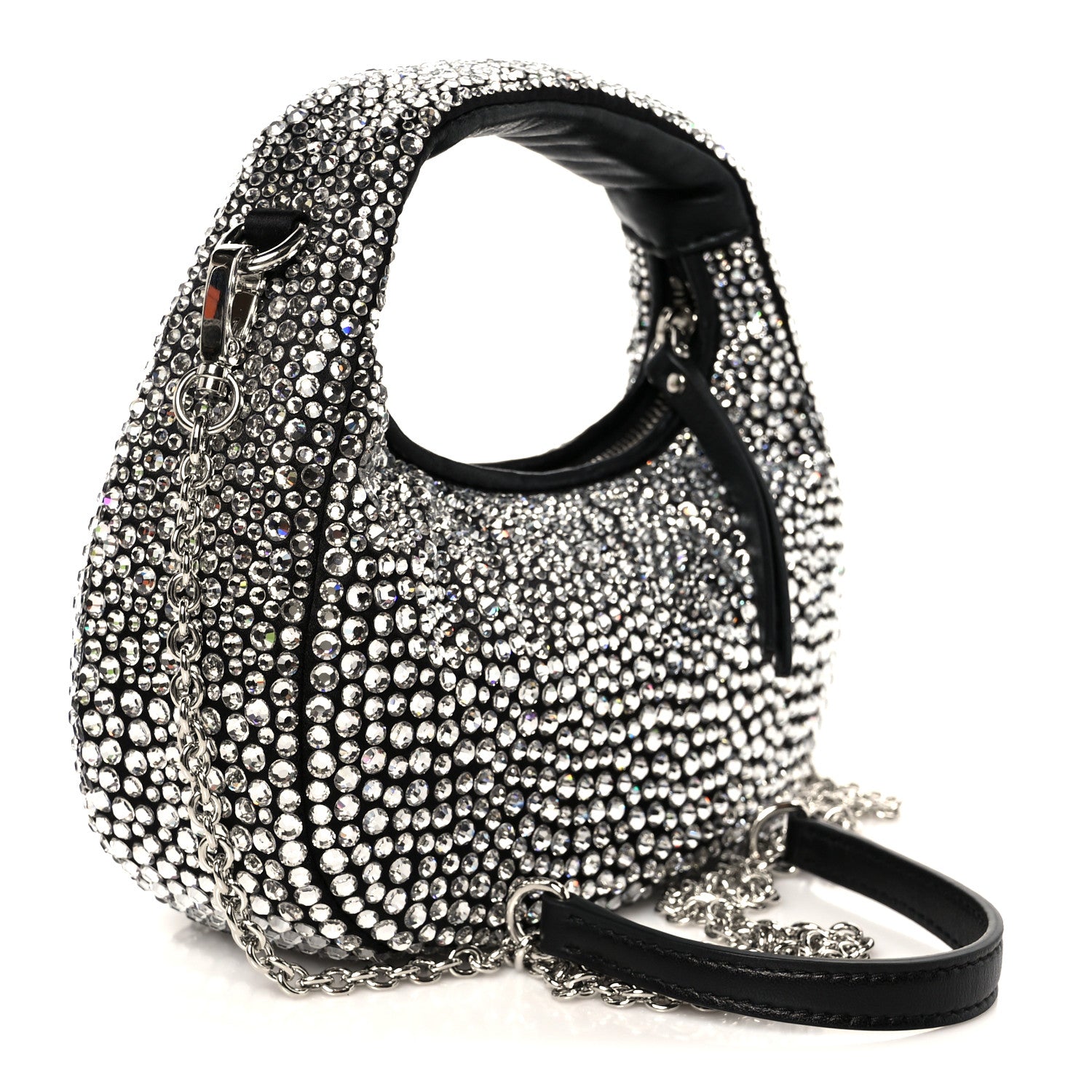 Miu Miu Crystal Silk Starlight Mini Wander Hobo Black 3 of 10