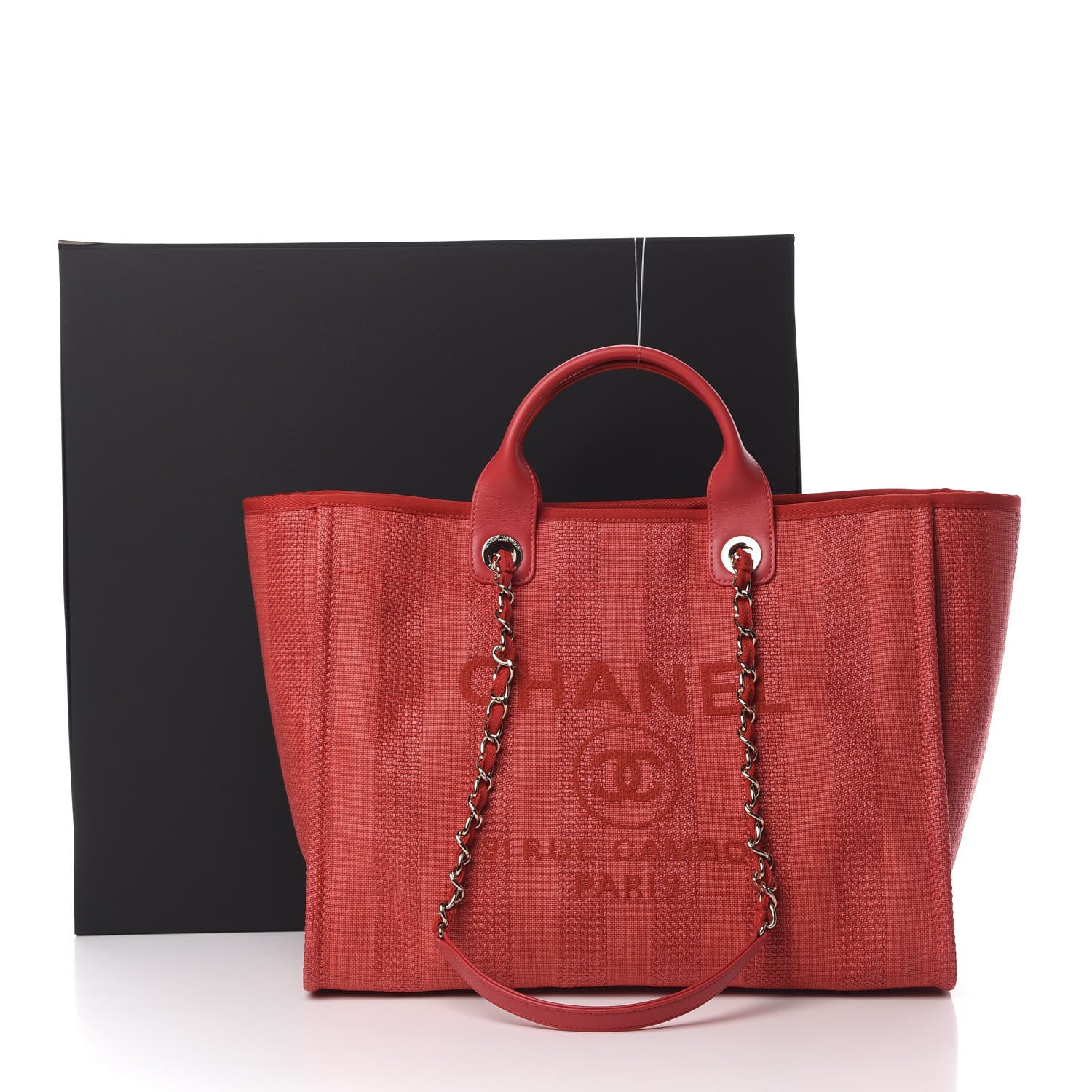 Chanel Mixed Fibers Striped Medium Deauville Tote Red 12 of 12