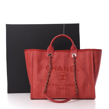 Chanel Mixed Fibers Striped Medium Deauville Tote Red 12 of 12