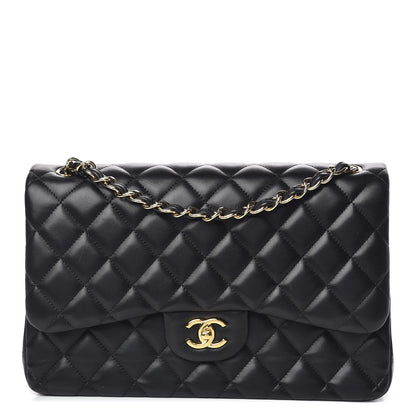 Chanel Lambskin Quilted Jumbo Double Flap Black 1 of 14
