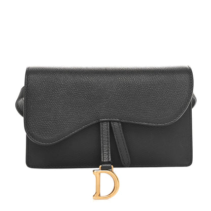 Christian Dior Grained Calfskin Saddle Belt Clutch Black 1 of 10