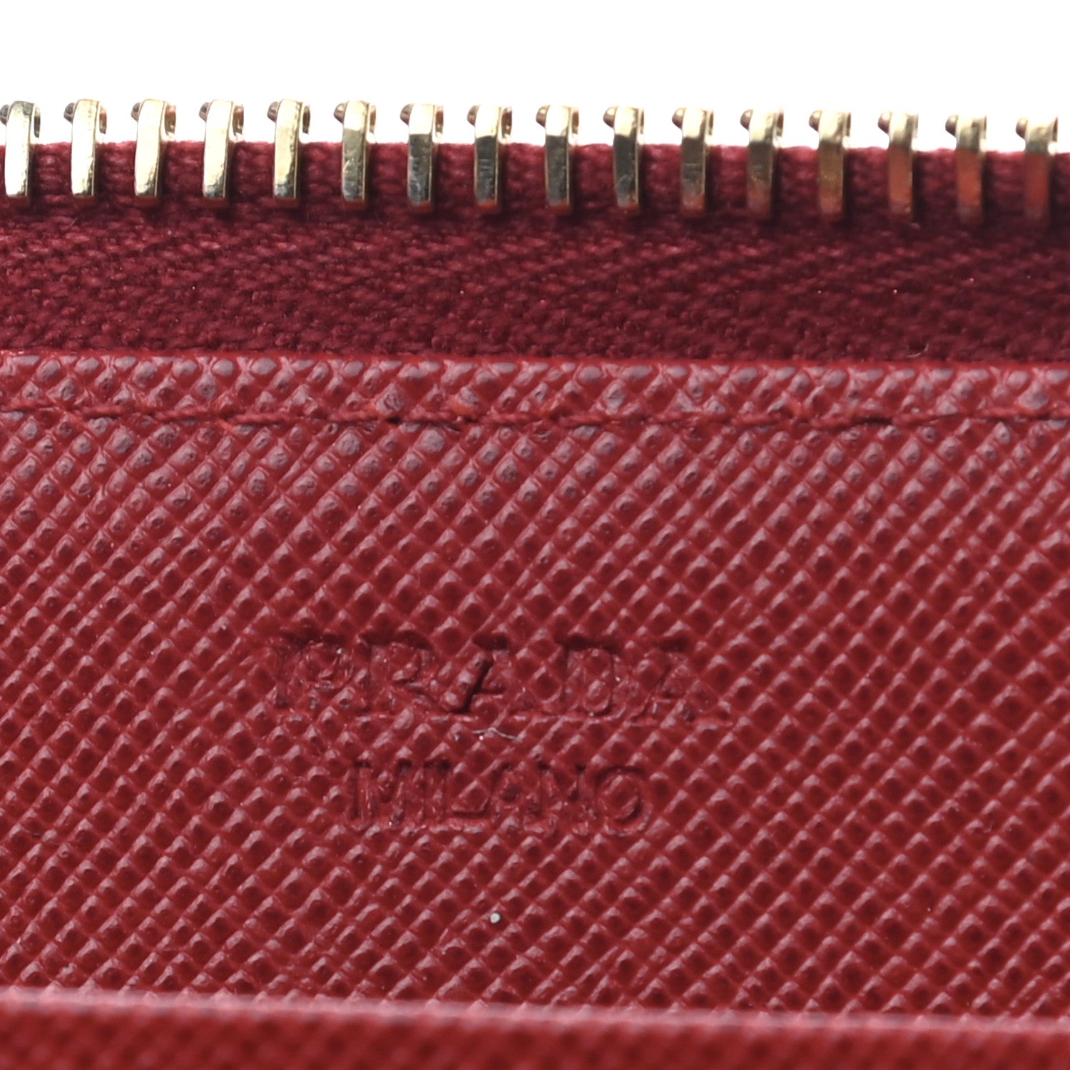 Prada Saffiano Studded Zip Around Wallet Red 6 of 10