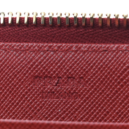 Prada Saffiano Studded Zip Around Wallet Red 6 of 10
