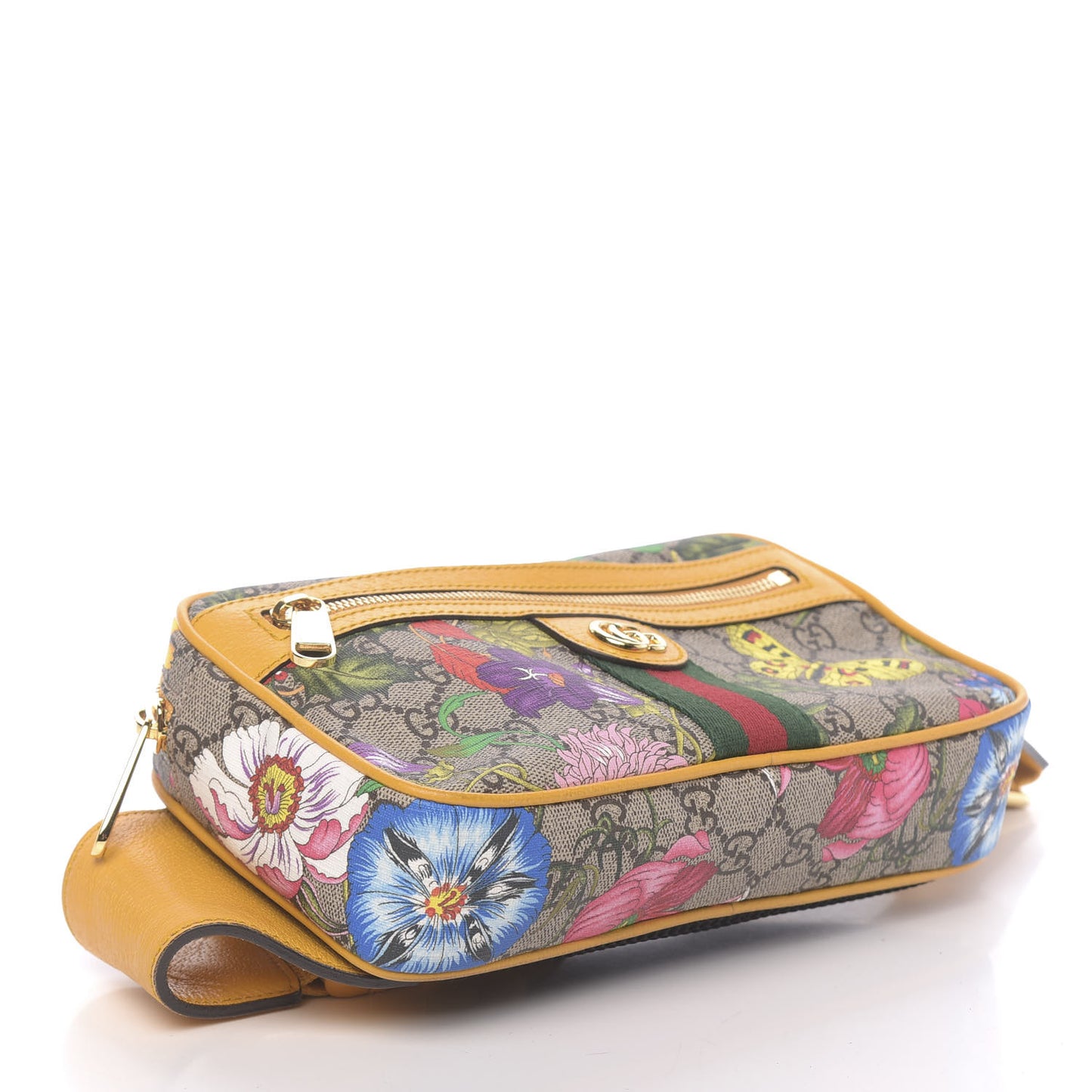 GG Supreme Monogram Flora Medium Ophidia Belt Bag Beige Multicolor Crop