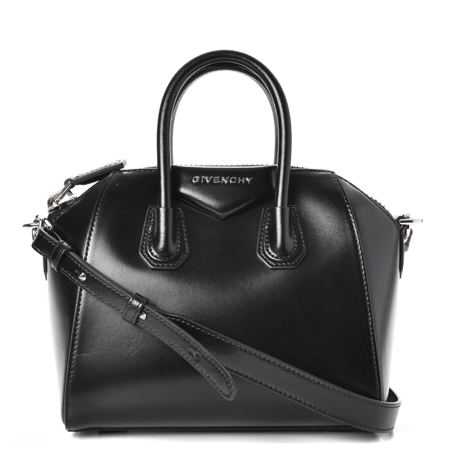Shiny Lord Calfskin Mini Antigona Black