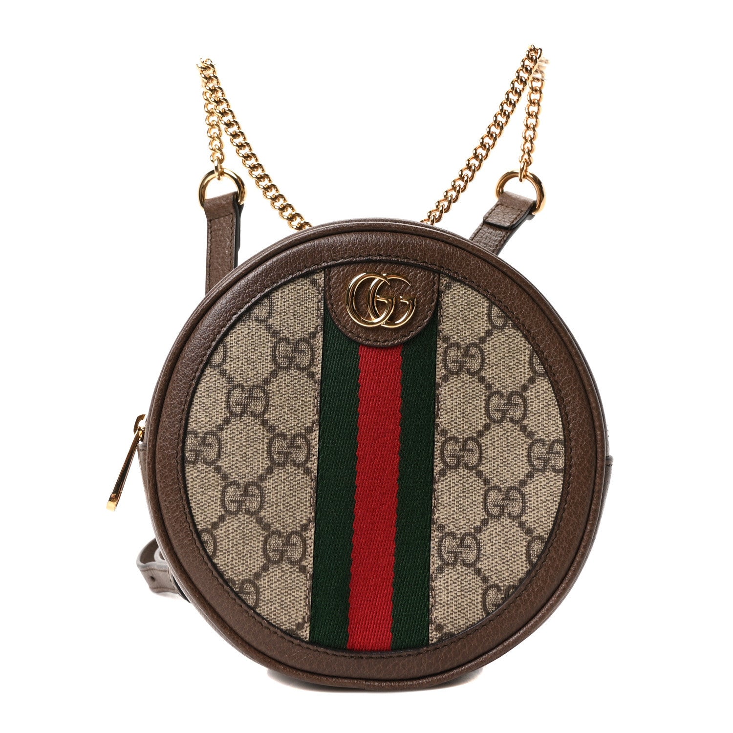 Gucci GG Supreme Monogram Web Mini Ophidia Round Backpack Brown 1 of 9
