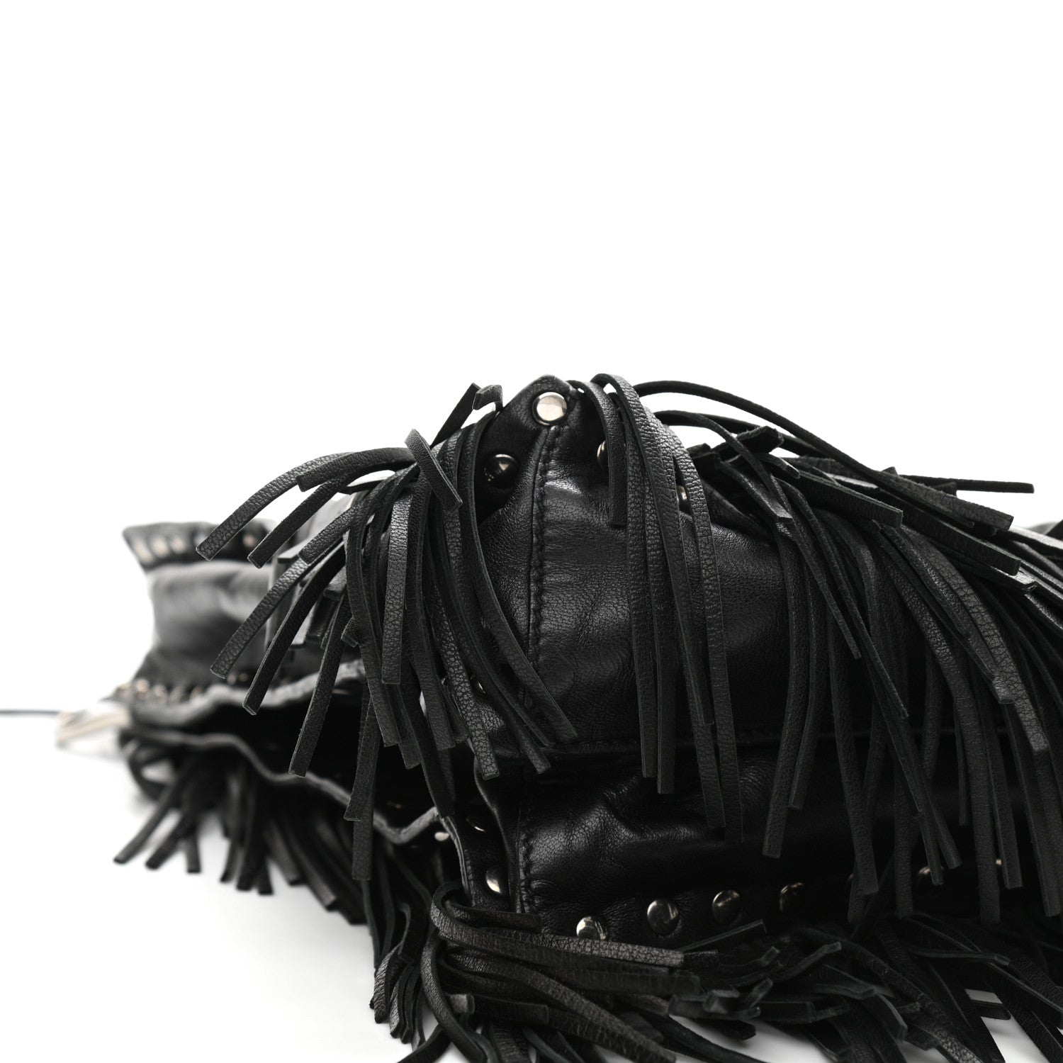 Prada Nappa Fringe Tote Black 9 of 13