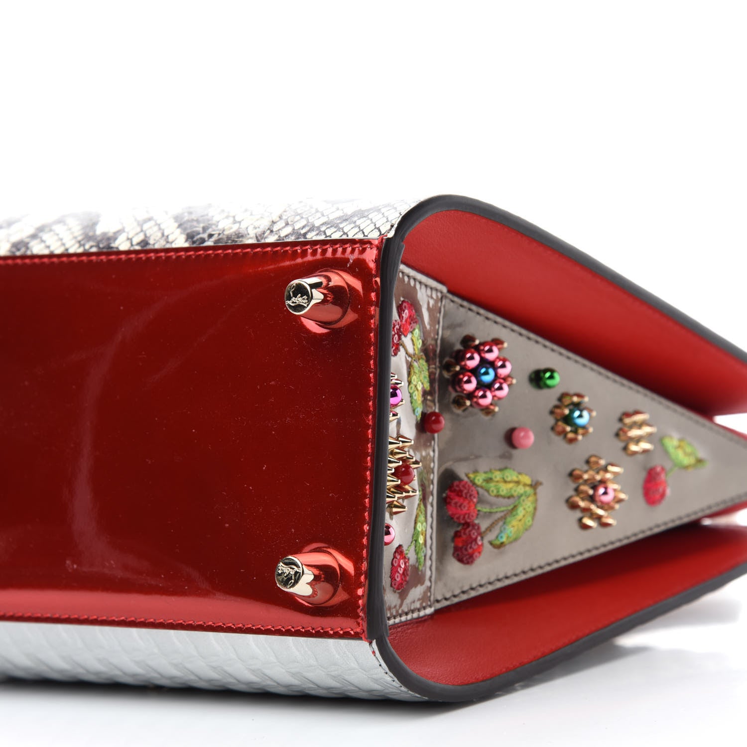 Christian Louboutin Watersnake Specchio Small Cherry Paloma Roccia Silver 7 of 9