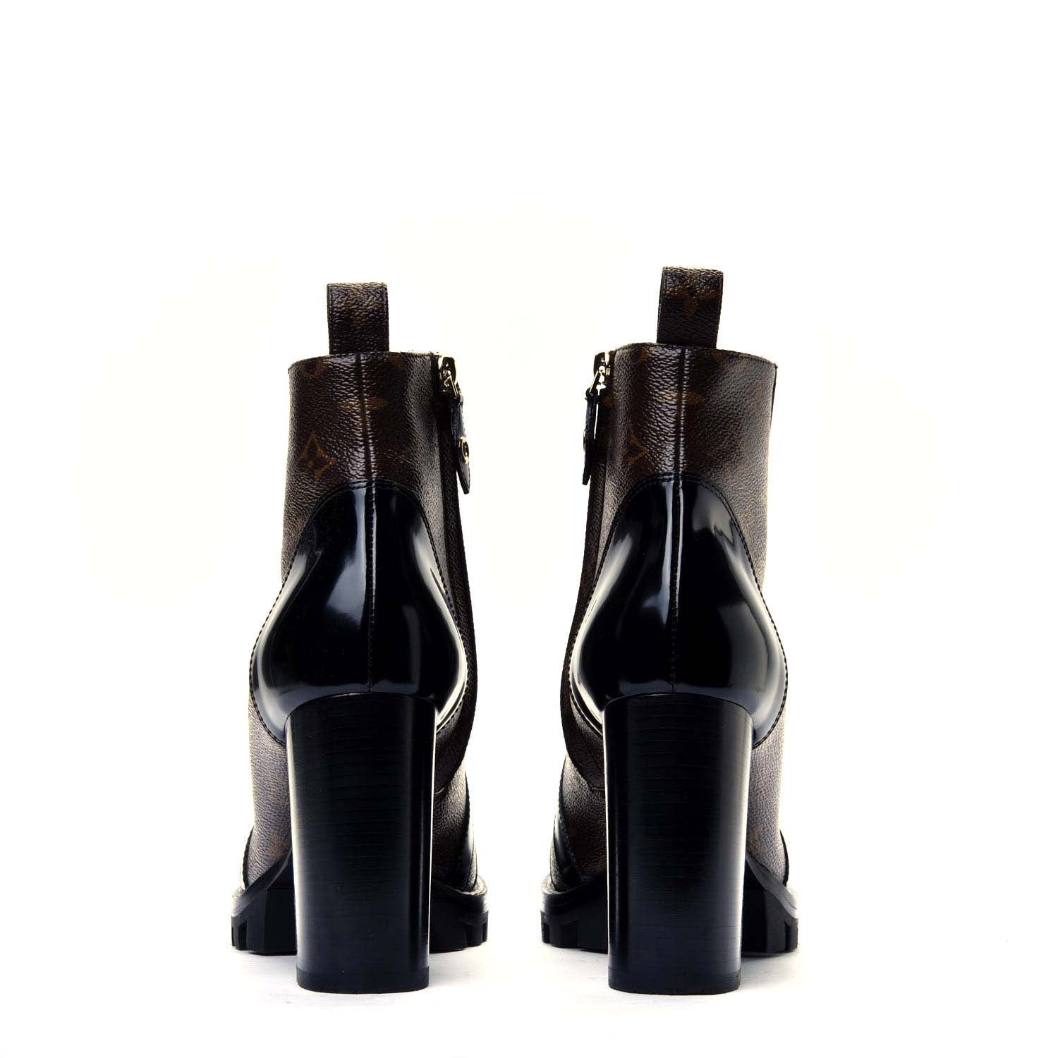 Louis Vuitton Patent Calfskin Monogram Star Trail Ankle Boots 39 Black 5 of 9