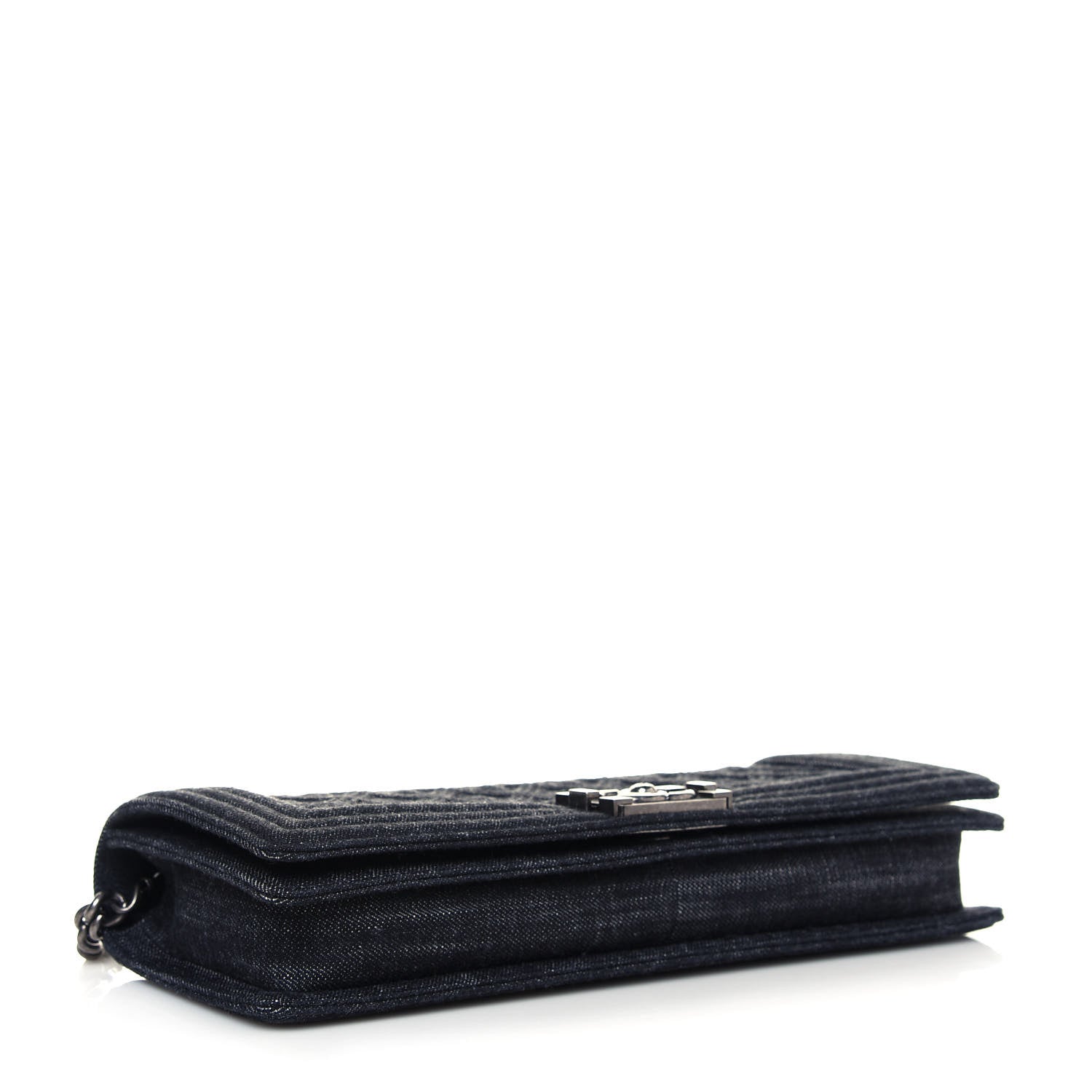 Chanel Denim Quilted Boy Clutch With Removable Chain Black 4 of 13