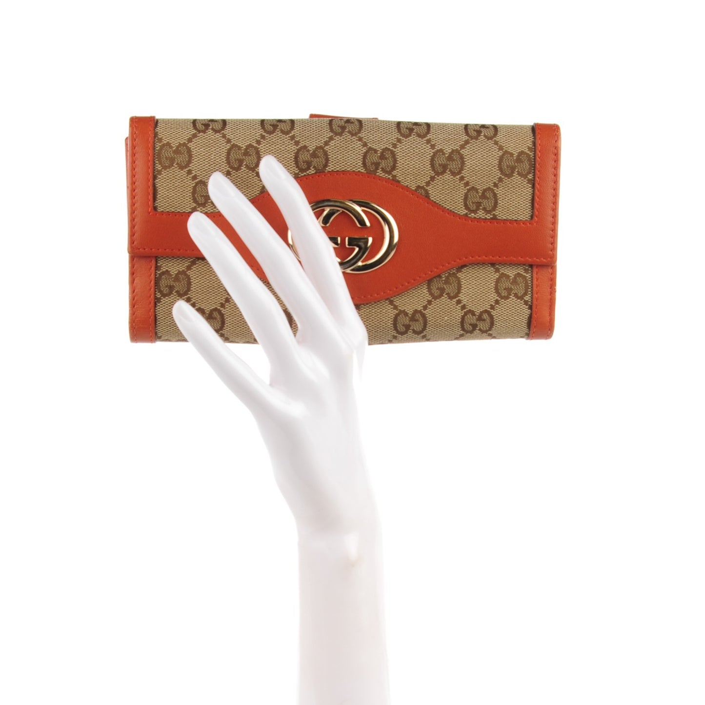 Monogram Margaux Calfskin Sukey Continental Organizer Wallet Beige Ebony Orange