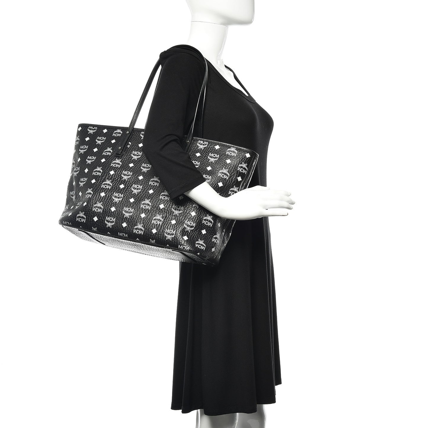Visetos Medium Anya Zip Top Shopper Tote Black