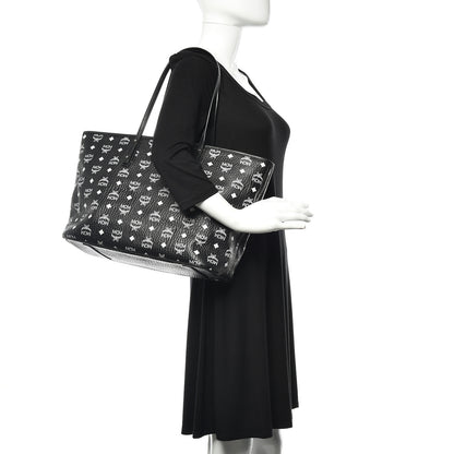 MCM Visetos Medium Anya Zip Top Shopper Tote Black 2 of 14