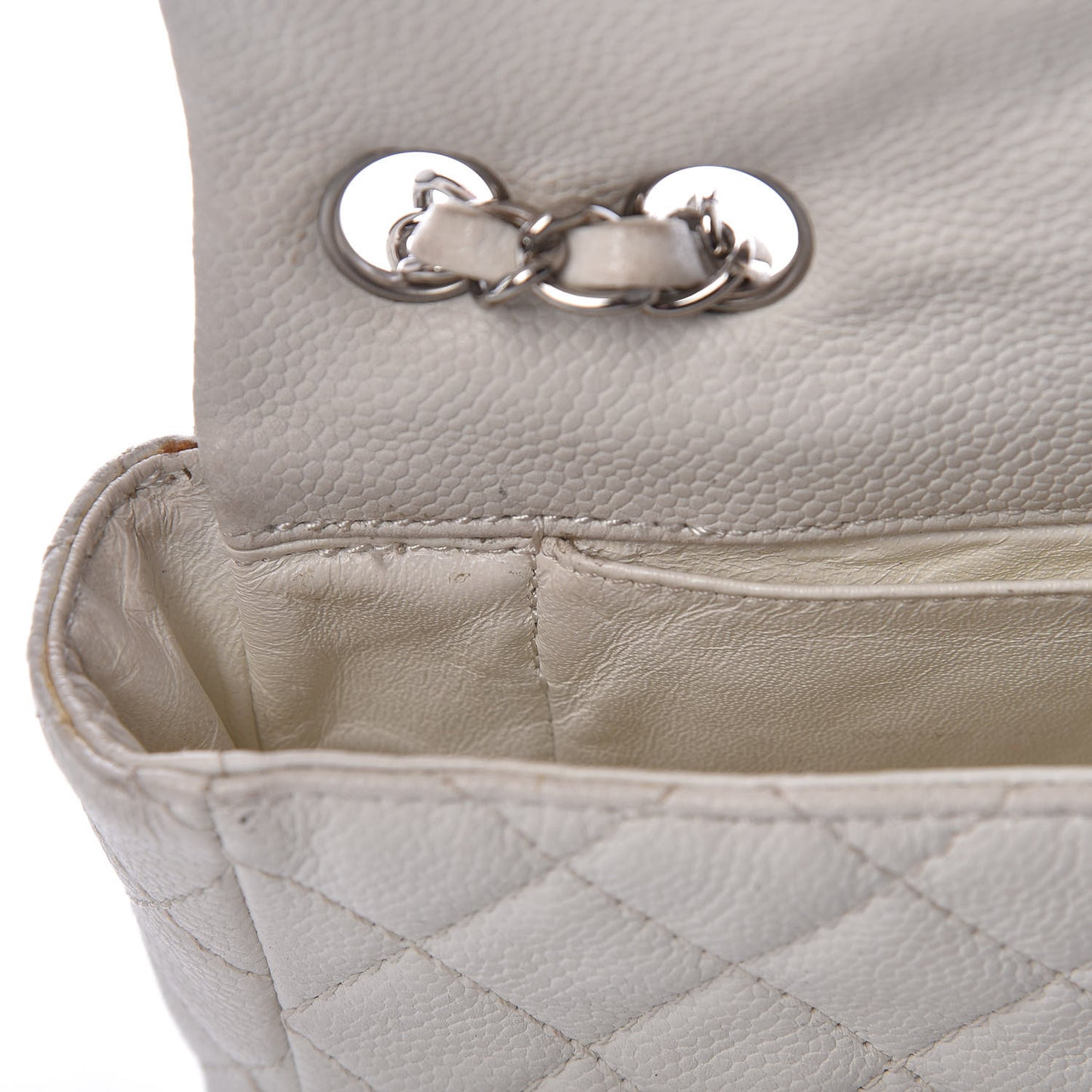 Soft Caviar Quilted East West Flap White