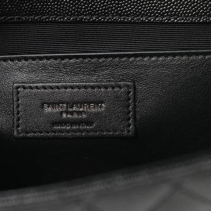 Saint Laurent Grain De Poudre Textured Mixed Matelasse Triquilt Medium Monogram Satchel Black 6 of 10