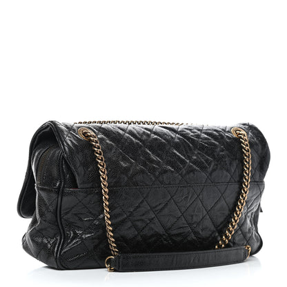 Chanel Crumpled Grained Calfskin Quilted Large Shiva Flap Black 4 of 10