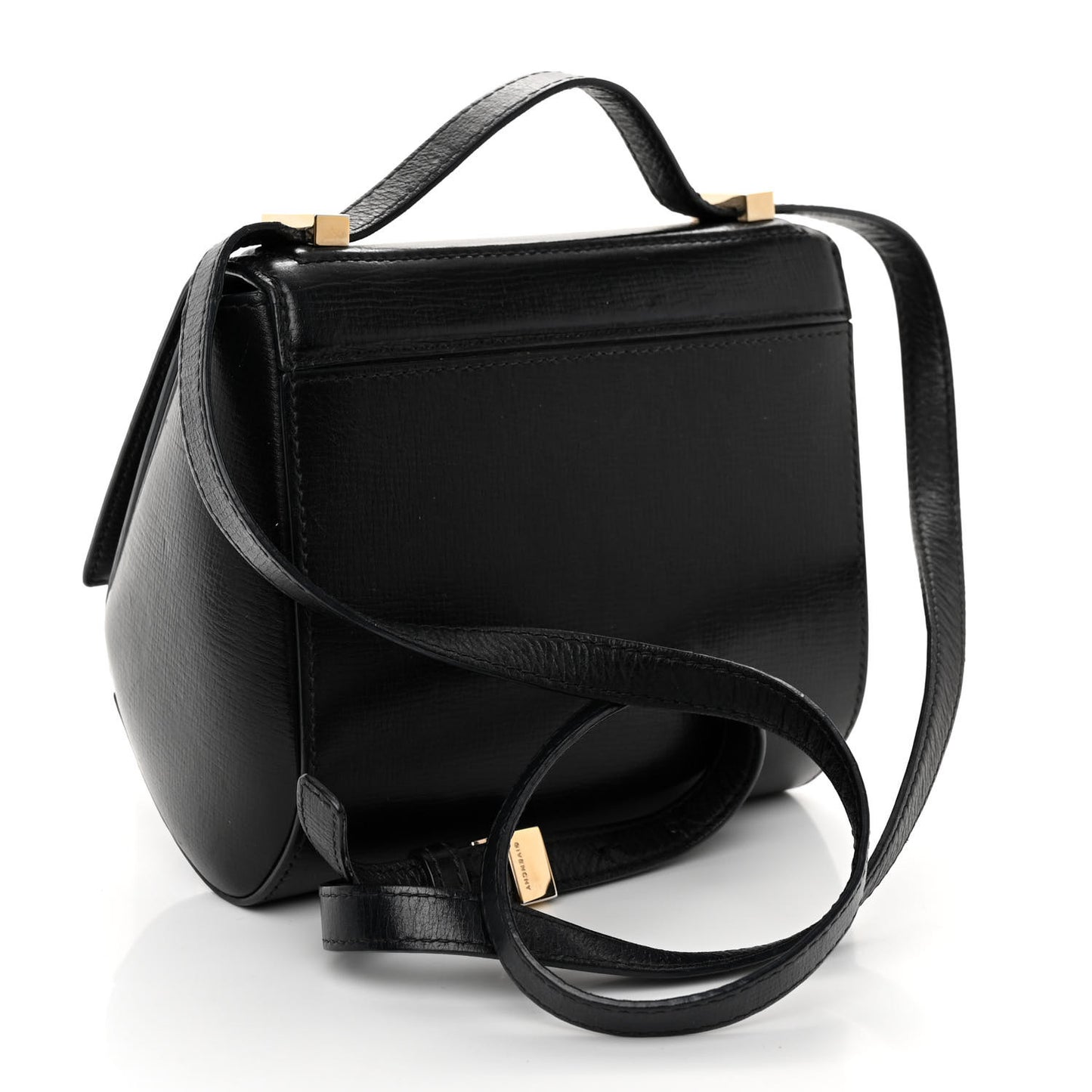 Textured Calfskin Mini Pandora Box Crossbody Bag Black