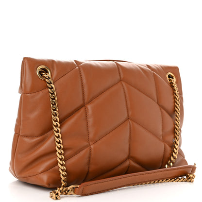 Saint Laurent Lambskin Quilted Small Loulou Puffer Monogram Chain Satchel Dark Honey 3 of 9
