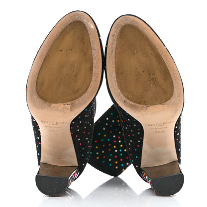 Jimmy Choo Suede Scattered Crystal Embellished Maine 100 Booties 35.5 Black Multicolor 5 of 8