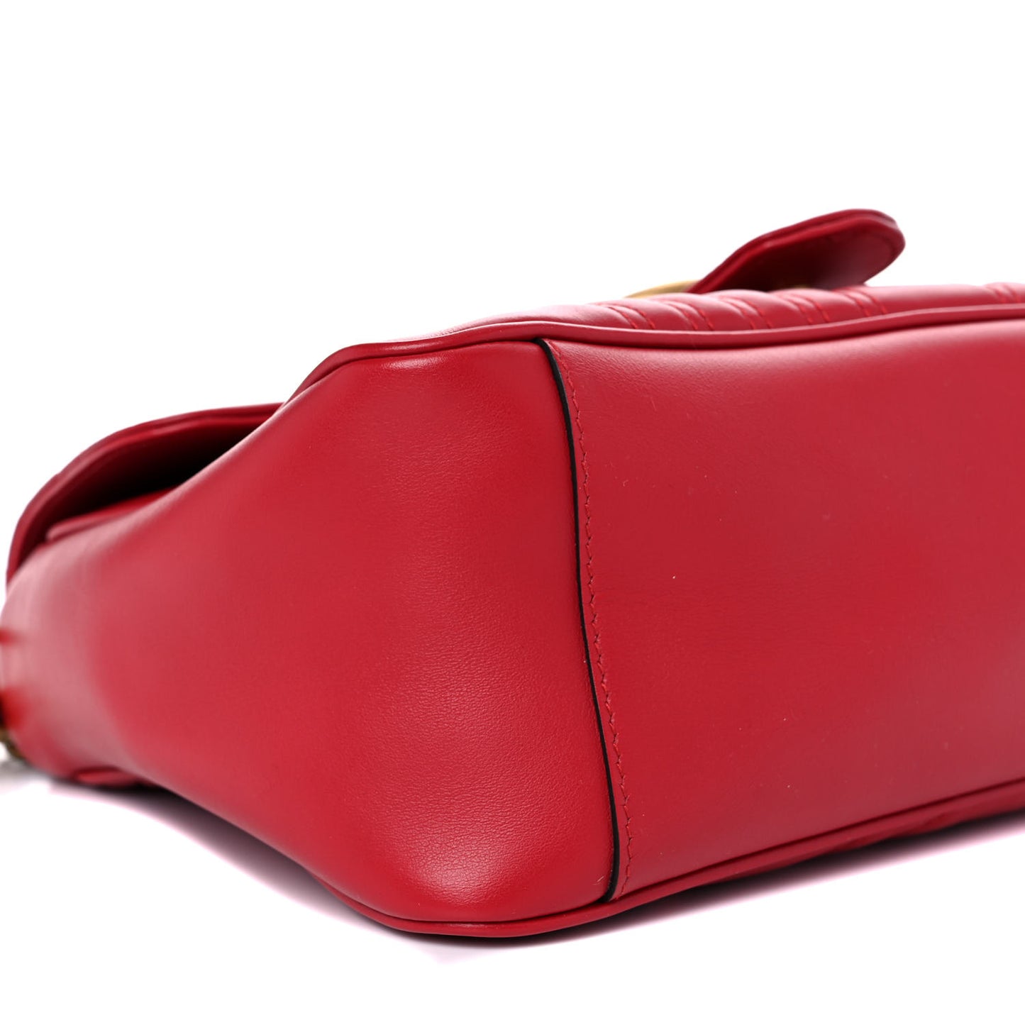 Calfskin Matelasse Small GG Marmont Top Handle Shoulder Bag Hibiscus Red