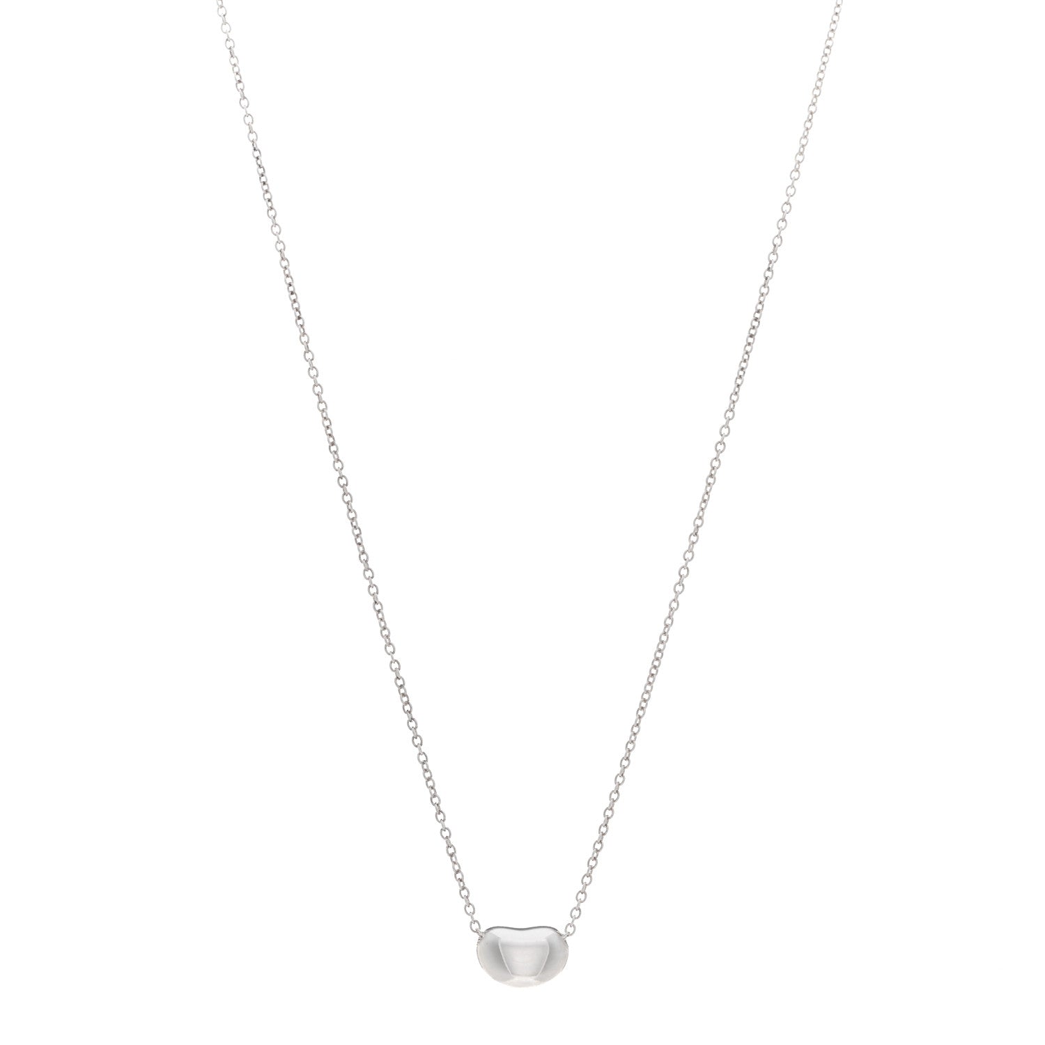 Tiffany Sterling Silver 9mm Elsa Peretti Bean Pendant Necklace 1 of 4