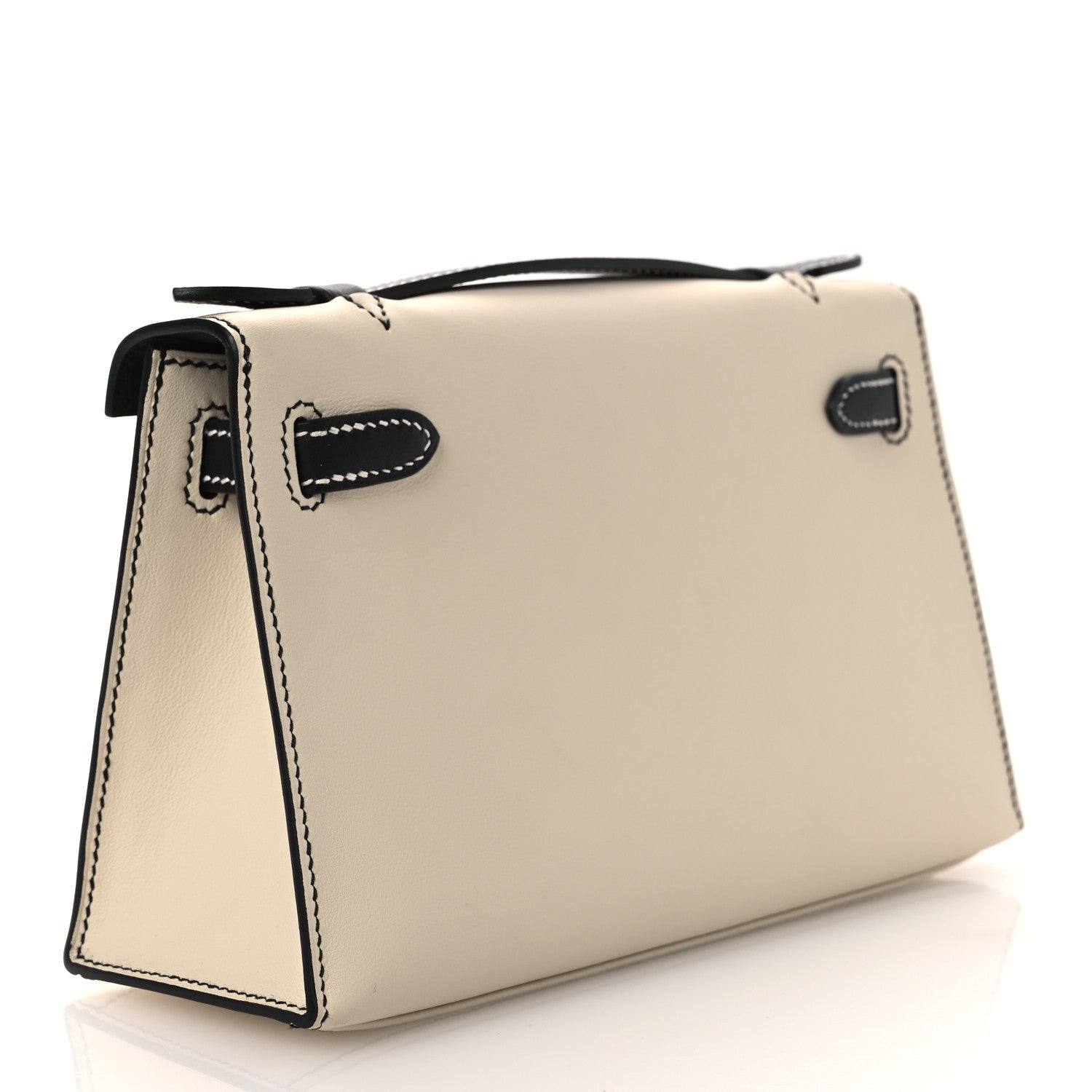 Hermes Swift Horseshoe Kelly Pochette Clutch Craie Black 3 of 12