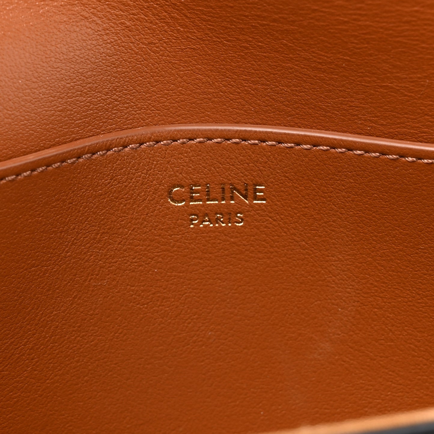 Triomphe Canvas Calfskin Tabou Clutch on Strap Tan
