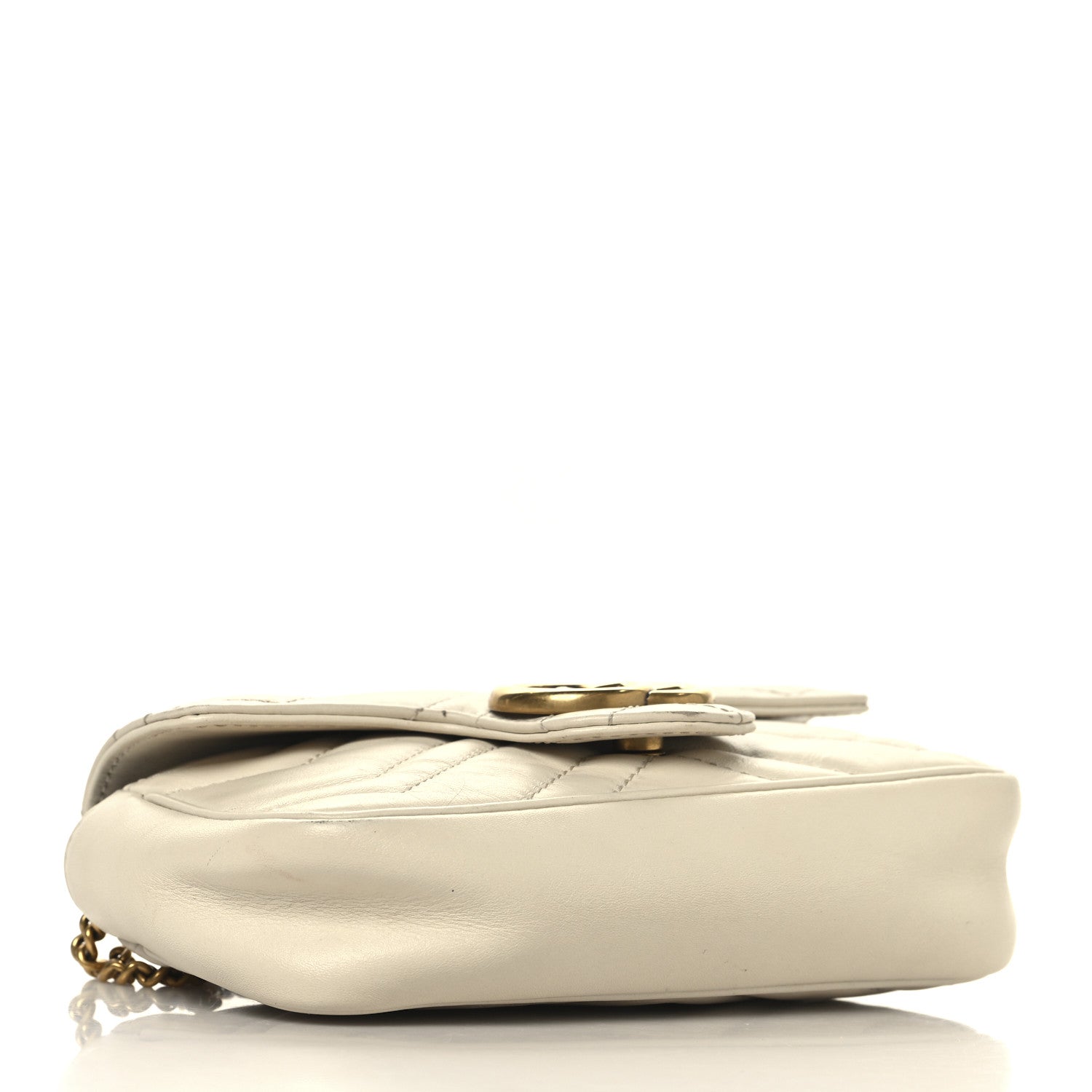 Gucci Calfskin Matelasse Super Mini GG Marmont Shoulder Bag White 4 of 10