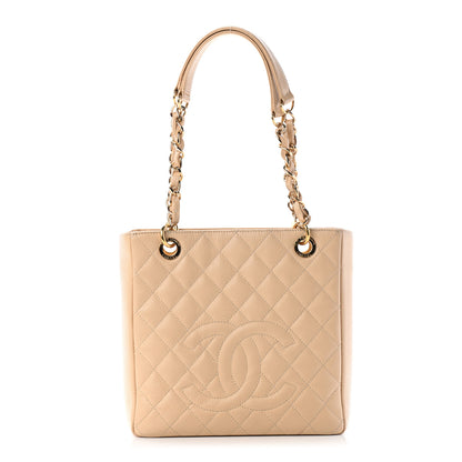 Chanel Caviar Quilted Petit Shopping Tote PST Beige 1 of 10