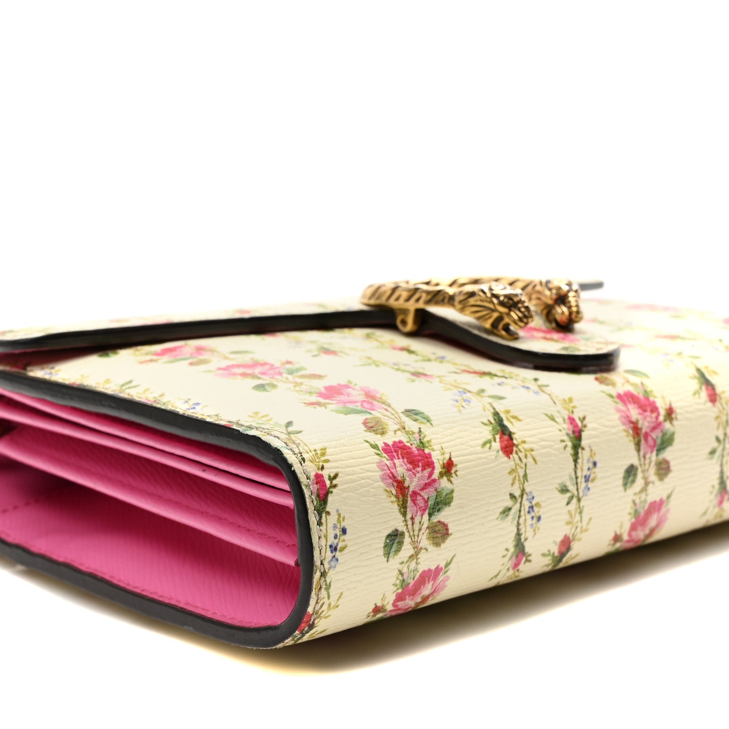 Calfskin Floral Print Mini Dionysus Chain Wallet Ivory Pink