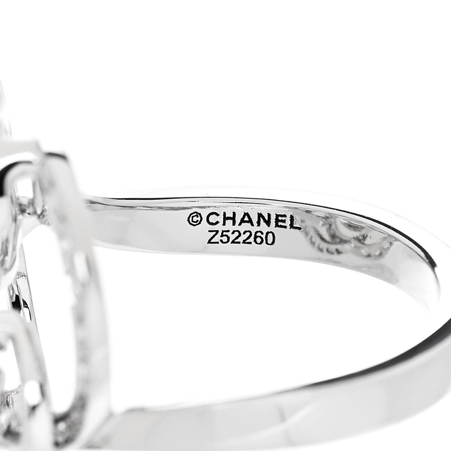 Chanel 18K White Gold Diamond Fil de Camelia Ring 48 4.5 6 of 7