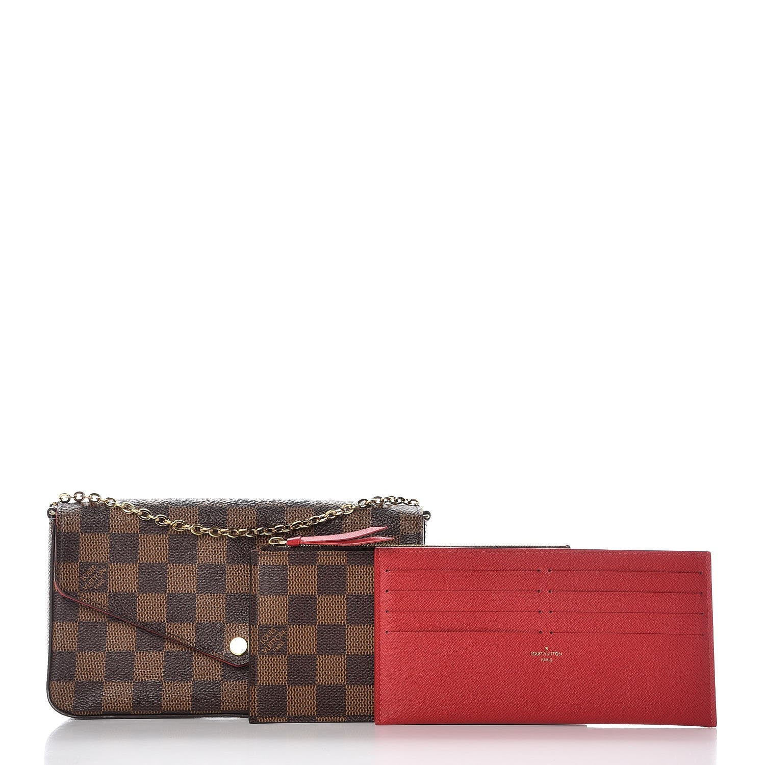 Louis Vuitton Damier Ebene Pochette Felicie Chain Wallet 10 of 11