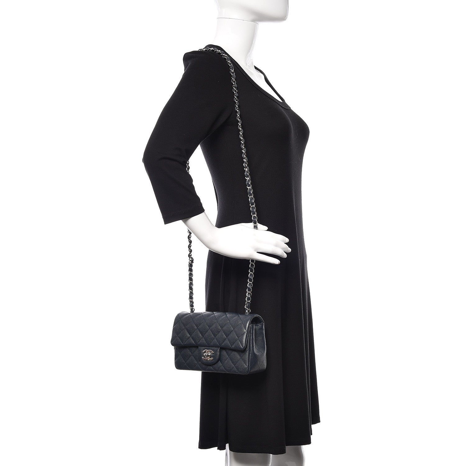 Chanel Caviar Quilted Mini Rectangular Flap Navy 2 of 11