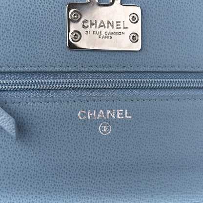Chanel Grained Calfskin Quilted CC Box Wallet On Chain WOC Blue 6 of 11