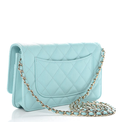 Chanel Caviar Quilted Wallet On Chain WOC Light Blue 3 of 11
