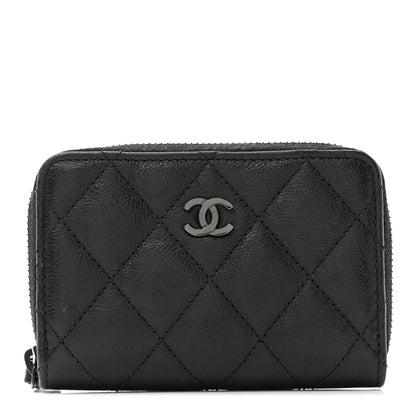 Chanel Calfskin Quilted Zip Coin Purse So Black 1 of 8