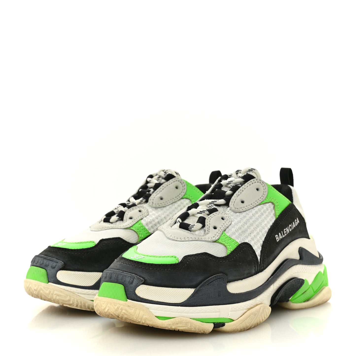 Fabric Mesh Womens Triple S Sneakers 37 White Green Fluo Black