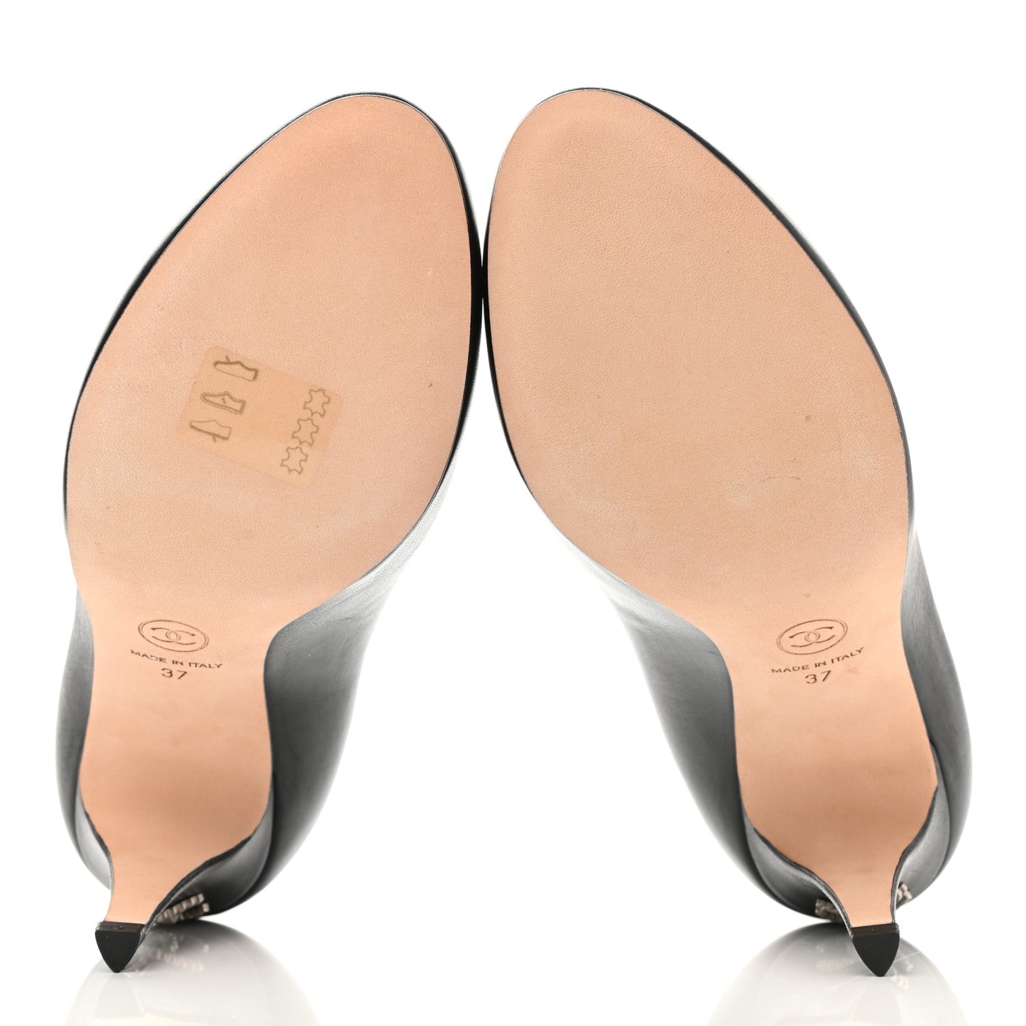 Lambskin Crystal CC Pumps 37 Black