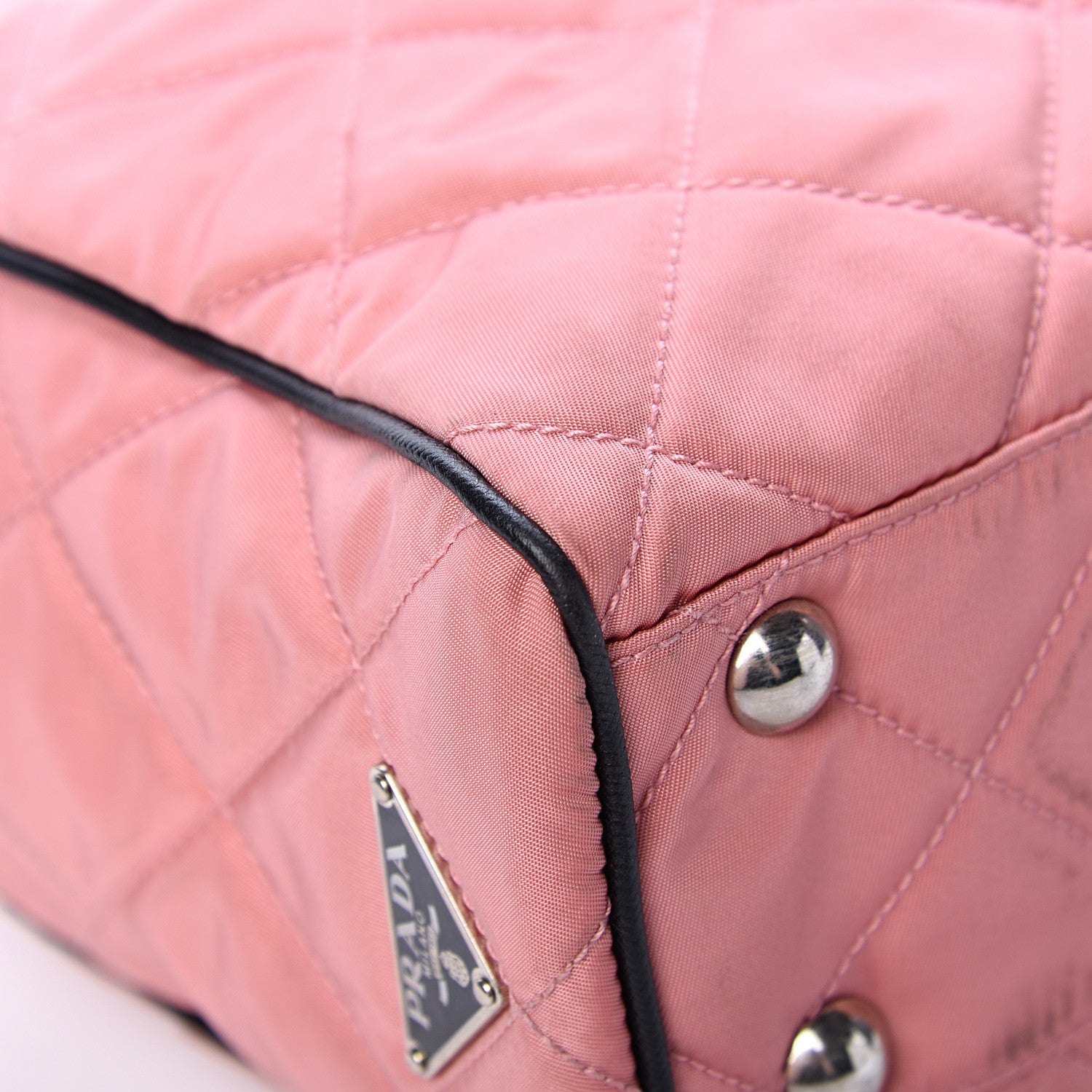 Prada Tessuto Nylon Quilted Shoulder Bag Rosa Black 8 of 18