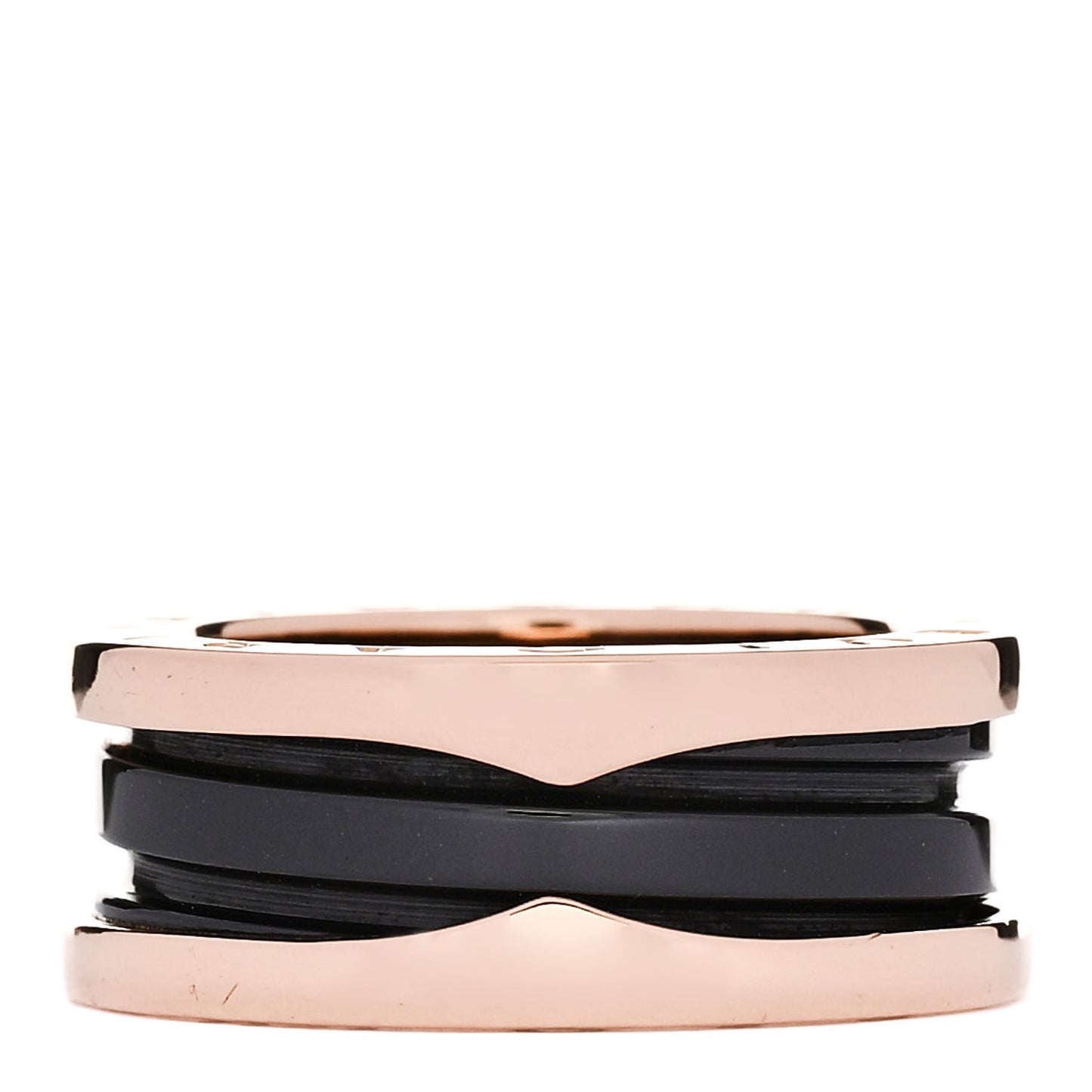 18K Rose Gold Black Ceramic B.Zero1 Two-Band Ring 51 5.75