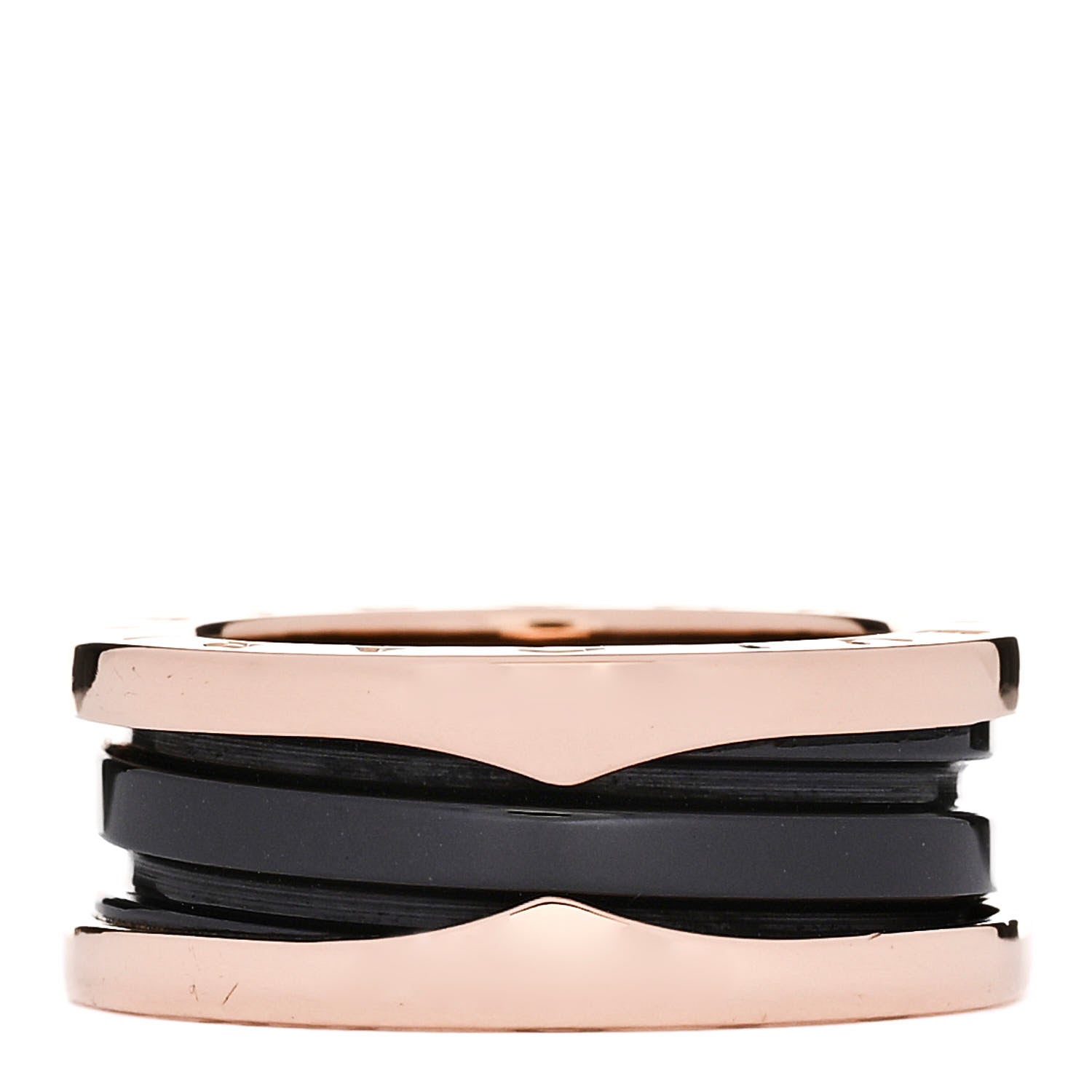 Bulgari 18K Rose Gold Black Ceramic B.Zero1 Two-Band Ring 51 5.75 1 of 5